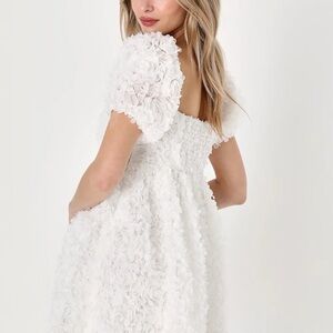 Precious Passion White Floral Puff Sleeve Babydoll Dress - Lulus